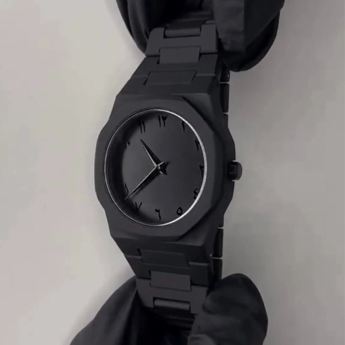 Black Matte Arabic Dial Watch | Stainless Steel Strap